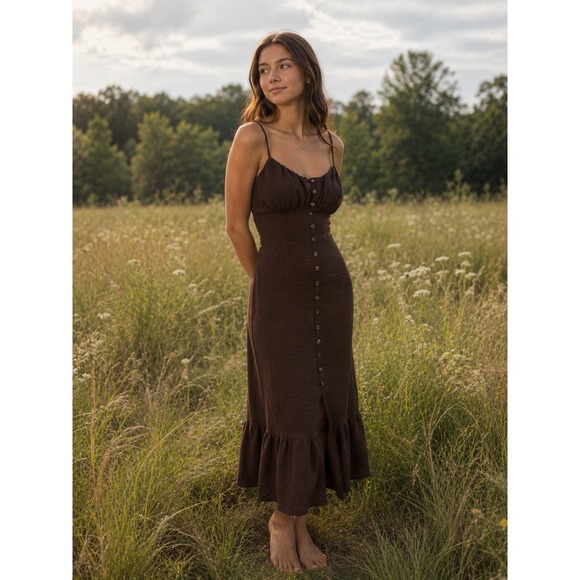 No Boundaries Dresses & Skirts - Y2K No Boundaries Tiered Corset Dark Fairy Babydoll Slip Dress S Chocolate Brown